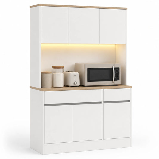 buffet-de-cuisine-avec-eclairage-led-rangement-avec-etageres-reglables-6-portes-et-2-tiroirs-blanc-et-bois-bmlhus5881xg