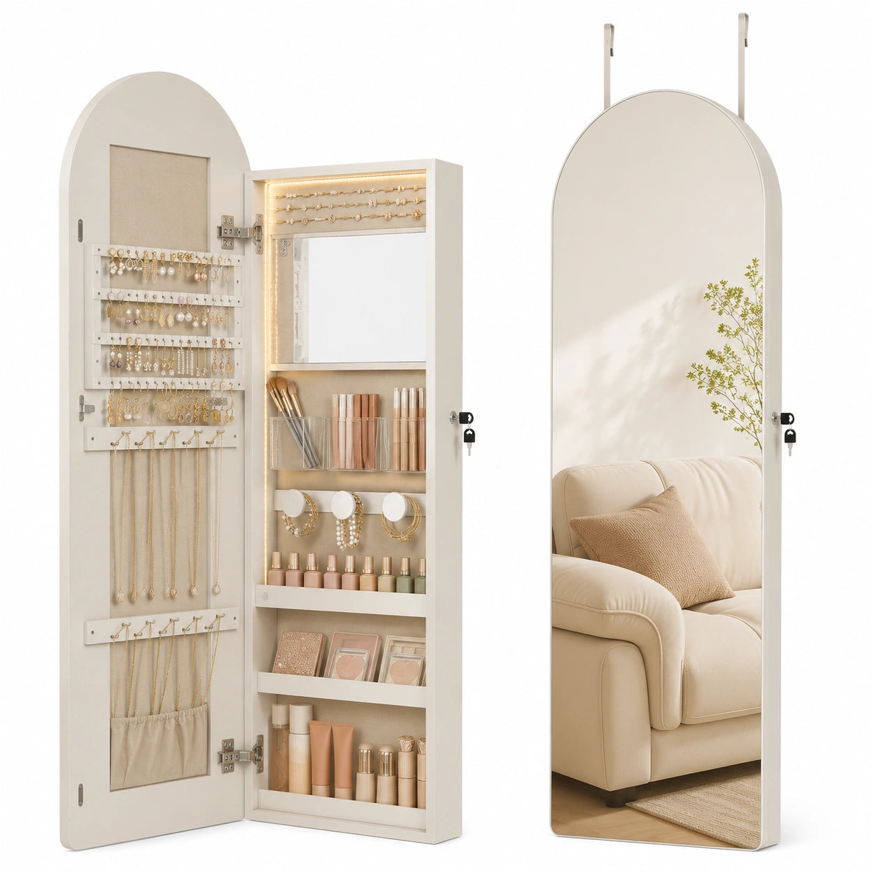 armoire-a-bijoux-avec-miroir-bombe-et-eclairage-led-rangement-verrouillable-avec-coins-arrondis-blanc-aogosk5864rs